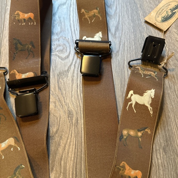 NWT Woodland Creek Brown Multicolored Horse Adult Suspenders Size 49 inches - Picture 3 of 14